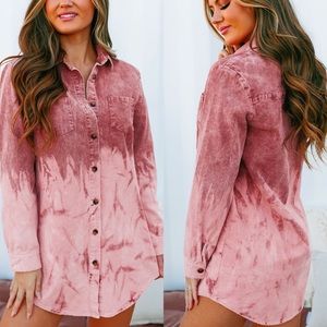 . Shop Hope’s Mauve Ombré Bleached Corduroy Button Up Shirt